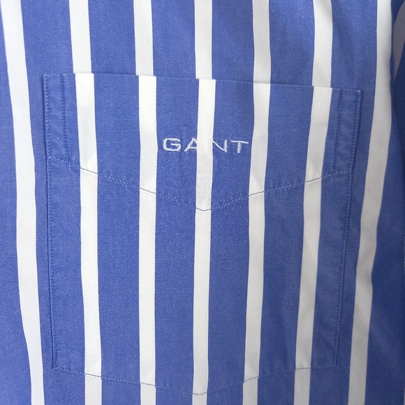 Gant Broad Wide Stripe Washington Poplin Long Sleeve Shirt Size Large - Picture 3 of 5